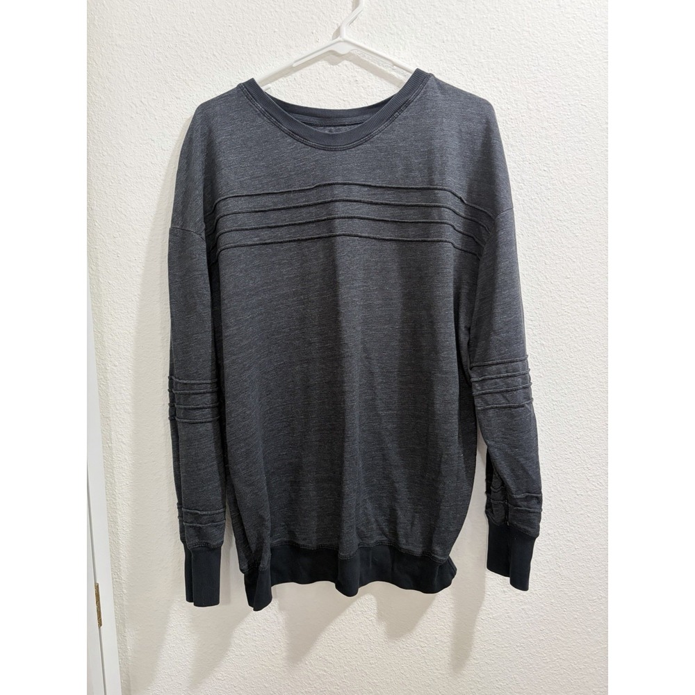 Oiselle Gray Crewneck Pullover Sweatshirt Striped Accent Women's Large